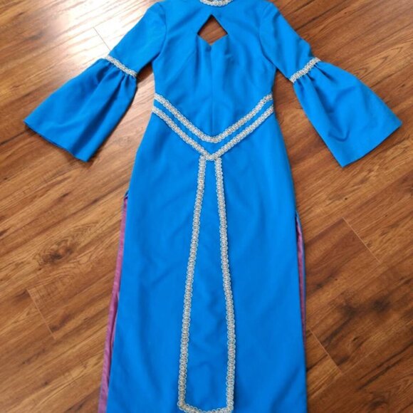 Vintage Blue Medieval Dress 60s Wedding Costume 35" Bust - Picture 6 of 11